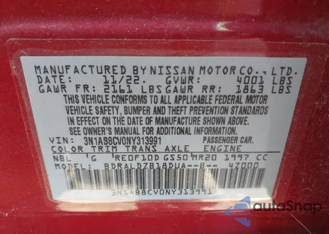 2022 Nissan Sentra Sv Xtronic Cvt from USA, damaged, VIN 3N1AB8CV0NY313991